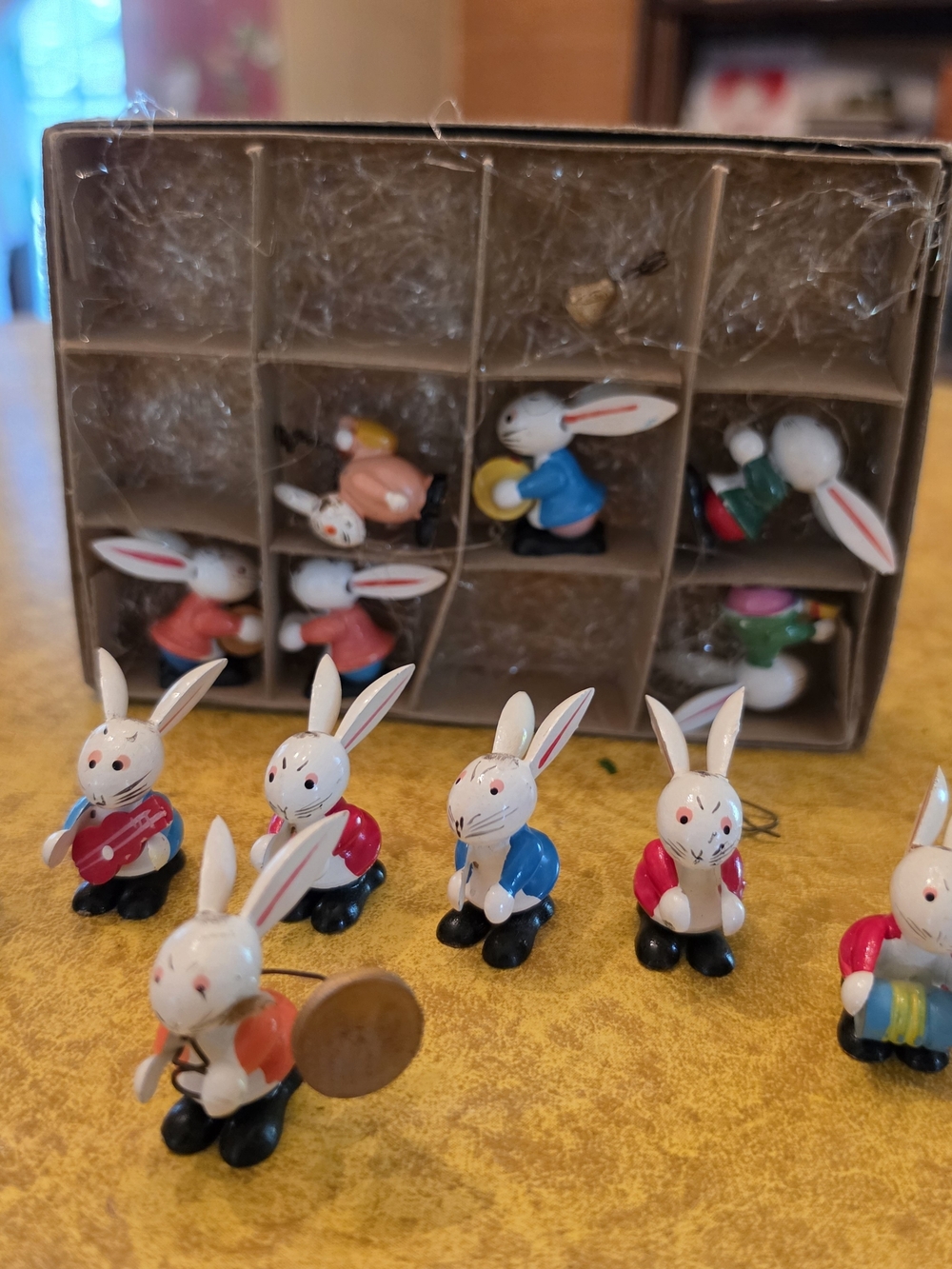 Vintage Wooden Bunny Musical Band Figurines -  Easter Decorations